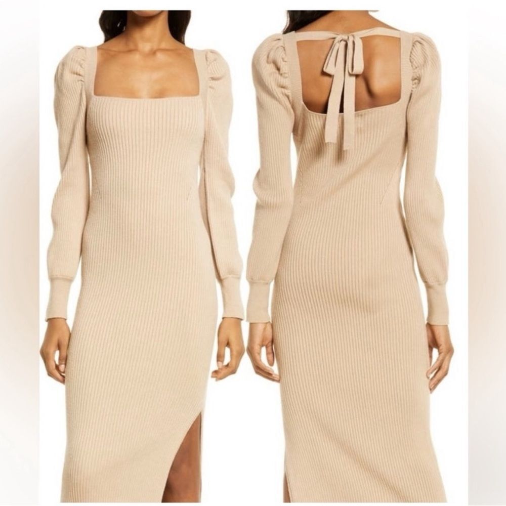 Charles Henry tan knit long sleeve sweater dress size small - Picture 2 of 8